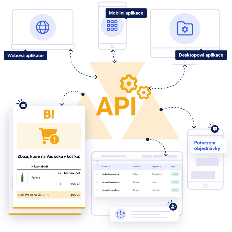 API rozhraní Boldem pro integraci s webovými, mobilními nebo desktopovými aplikacemi.